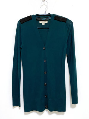 Burberry 專櫃 新品 綠色 美麗諾 羊毛 薄針織 上衣 開襟 外套