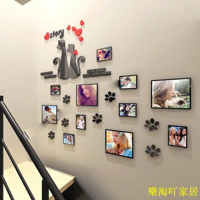貓咪愛情愛心3D壓克力相框壁貼 相框相片立體牆貼 照片卡通貼畫 客廳餐廳裝潢 房間裝飾 居家裝飾壁貼【滿599免運】