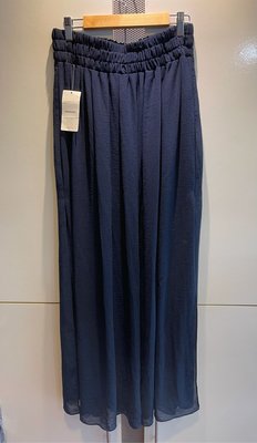 ++特價++新品上市  超有質感唷!深藍色設計師MANGO品牌雪紡紗長裙(M) 內有襯裙~腰間鬆緊彈性