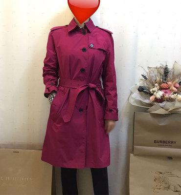 BURBERRY英國黑標嫣紫紅輕盈風衣/外套/大衣UK8