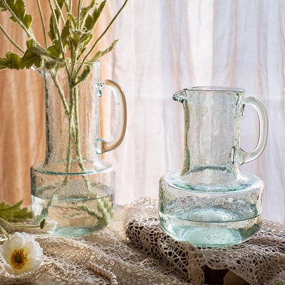 玻璃花瓶花壺環保綠色透明氣泡手工插花客廳餐桌裝飾花器擺件
