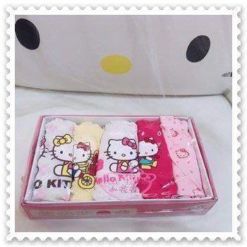 ♥小公主日本精品♥ Hello Kitty 兒童內褲 三角褲 5入組 粉色 桃色 黃色 腳踏車 蝴蝶結 32036909