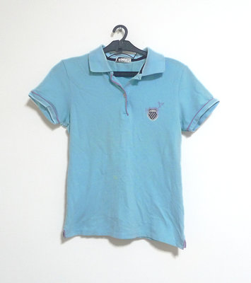 K-SWISS女生藍色POLO短袖衫 短袖T T恤 POLO衫 短袖上衣 女生上衣 M號 香港製造