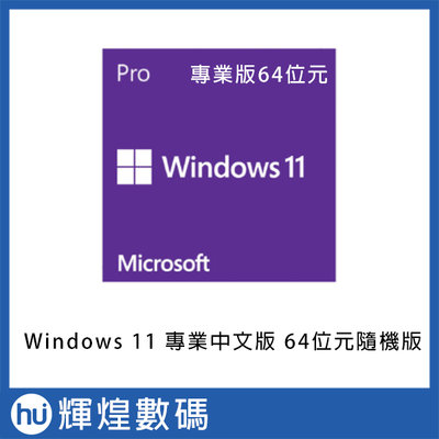 Windows11 作業系統 OS 專業中文版 64位元隨機版