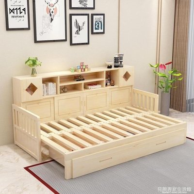 【熱賣精選】新款實木沙發床可摺疊小戶型多功能1.5米推拉坐臥兩用1.2客廳1.8
