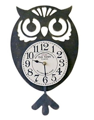 日本品牌 可愛的貓頭鷹擺鐘掛鐘牆壁上木製時鐘裝飾品擺件森林動物鳥類掛鐘送禮禮物  5267c