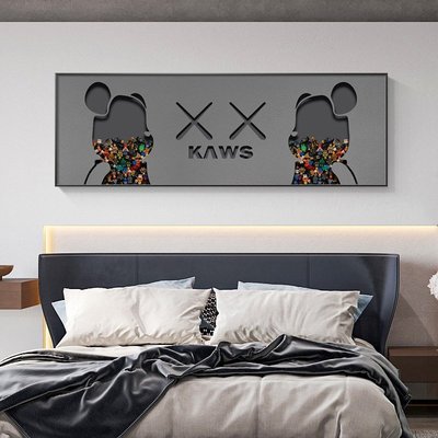 特賣-Kaws臥室裝飾畫樂高積木畫潮牌高級感床頭掛畫輕奢暴力熊客廳壁畫