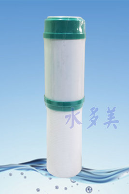 台灣製造CLEAN PURE品牌，10吋雙節(雙效)平頭型濾心，5微米細紋棉質PP+高級椰殼顆粒活性碳