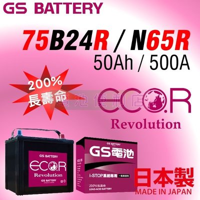 [電池便利店]日本原裝進口 GS ECO.R Rev 75B24R N-65R 充電制御 怠速熄火 電池