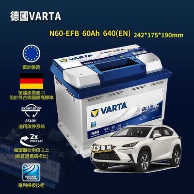 CS車材-VARTA 華達電池 LEXUS 淩志 NX300H/RX450H 代客安裝 非韓製