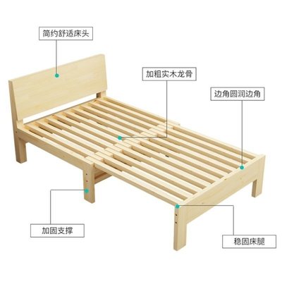 熱銷中 夢藍居家實木單人床90cm可伸縮床架無床頭多功能伸縮沙發床兩用收縮床抽拉