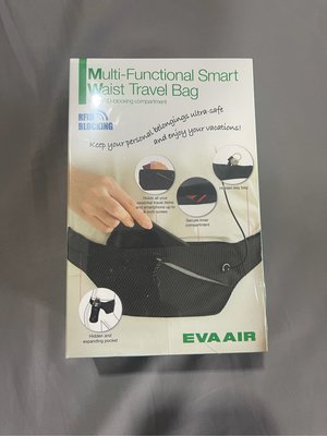長榮航空 TRAVELMALL 多功能防盜RFID設計智能腰包 防搶腰包 收納腰包 全新品 黑色