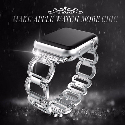 【熱賣精選】蘋果Apple Watch 6金屬錶帶 SE萊茵磚石錶帶iwatch 44MM 40MM 時尚流行錶帶 男女款鑲鑽錶帶