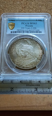 109--1901德國普鲁士5馬克老銀幣--PCGS MS63