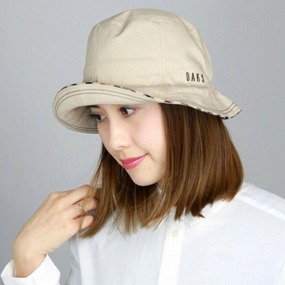 日本製 日本 正版 DAKS 經典格紋 抗UV帽 防曬 遮陽帽 帽子 帽 米色 預