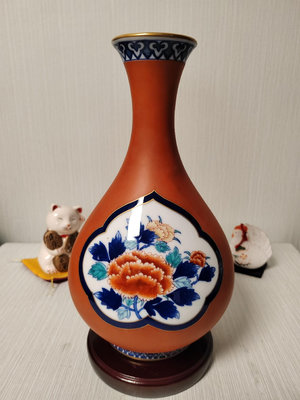 x日本回流 昭和末期老香蘭社 香蘭東社 錦染花瓶。