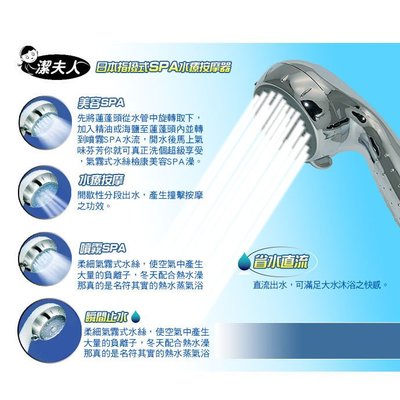 日本指撥式SPA水療按摩器蓮蓬頭(銀色)