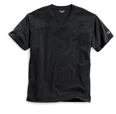 現貨 1XL  潮T CHAMPION 黑色 V領短T 素T 短袖T恤 超酷個性短T 單穿內搭 大尺碼
