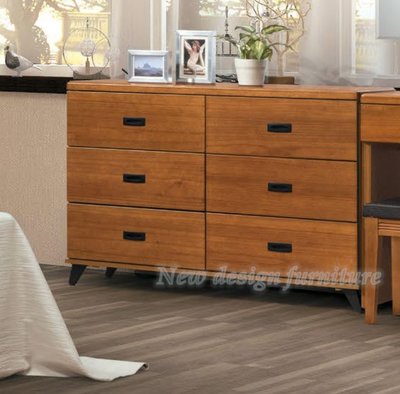 【N D Furniture】台南在地家具-日式半實木樟木色120cm六斗櫃/收納櫃WB/BS