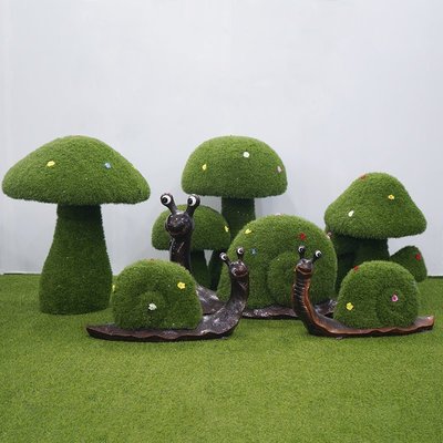 戶外綠雕蝸牛擺件綠植草皮仿真動物雕塑園林景觀草坪蘑菇裝飾小品超夯 精品
