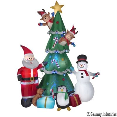 290cm有動作充氣-老公公雪人聖誕樹+萬花筒燈串，聖誕佈置/充氣擺飾好收納/聖誕充氣，X射線【X007925】