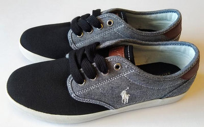 【 The Monkey Shop】日本全新正品 Polo Ralph Lauren 黑色+灰色雙色拼接 休閒鞋 帆布鞋