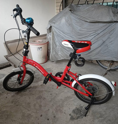 二手16吋SHIMANO 6速摺疊兒童腳踏車 (紅)