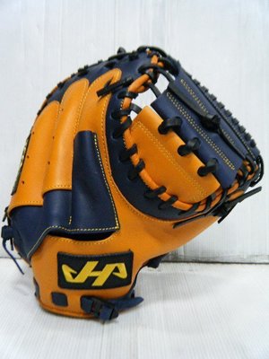 新莊新太陽 HATAKEYAMA Professional 棒壘手套 硬式 牛皮 橘深藍 捕手 複舌設計 特4700