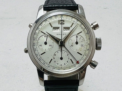 【黃忠政名錶】 Gallet multi chrono cal.72c 全日曆計時碼錶 35mm 約1960前後生產 品相9成新