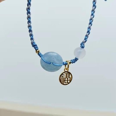 可調編織海藍寶平安扣日韓甜美獨立包裝女式日系藍色手鏈