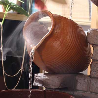 現貨熱銷-庭院水景觀噴泉出水口裝置陶瓷流水陶罐帶嘴魚池裝飾花園造景擺件爆款
