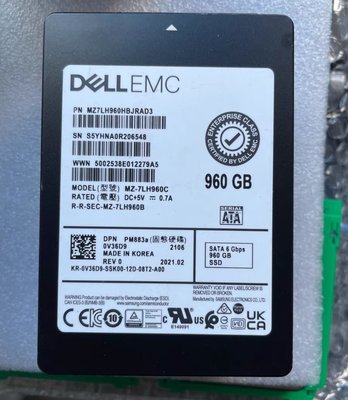 原裝戴爾dell 960G SATA SSD固態硬碟T2G0Y PM863A