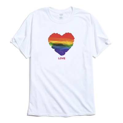 Love is love Heart 短袖T恤 白色 自由戀愛平等成家同性戀愛心