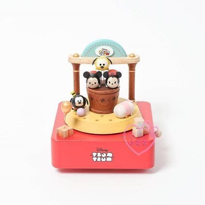 ♥小公主日本精品♥迪士尼tsumtsum疊疊樂雙旋轉木製音樂盒擺飾收藏品~3