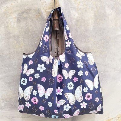 超大號格子條紋包日本折疊環保購物袋防水尼龍買菜包收納包旅行袋