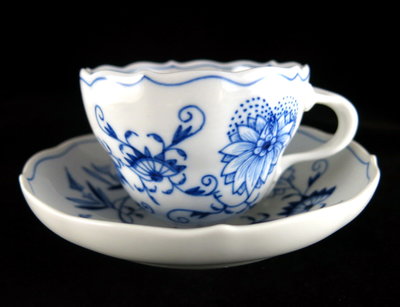 德國麥森Meissen 手繪藍洋蔥系列咖啡杯盤組-B