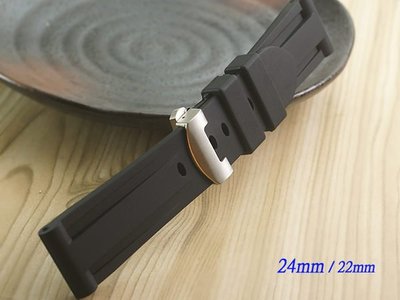 【時間探索】 Panerai 沛納海 代用 原廠型摺疊扣矽膠錶帶 ( 24mm.22mm) sil