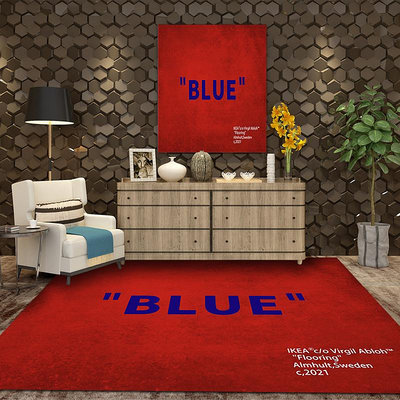 BLUE聯名潮牌地毯IKEA客廳臥室床邊談個性黑色網紅服裝店定製地墊