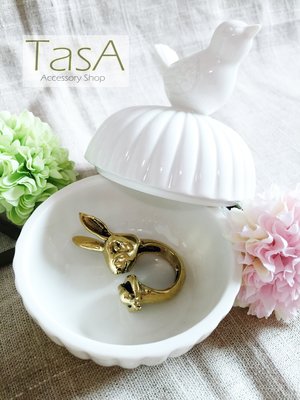 TasA Accessory shop-泰國設計師手做品-森林系蘿蔔與兔兔黃銅戒指
