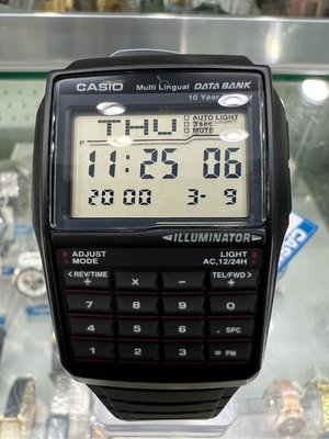 【金台鐘錶】CASIO 卡西歐 DATA BANK 30筆電話備忘錄 橡膠錶帶 (計算機) DBC-32-1A