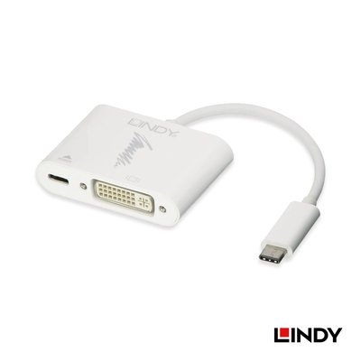 生活智能百貨 LINDY 林帝 43195 - 主動式 USB3.1 TYPE-C TO DVI轉接器帶PD功能