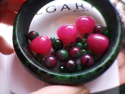 紅綠寶石 手環~ 頂級罕見~女生手環 手鍊 手珠 60mm