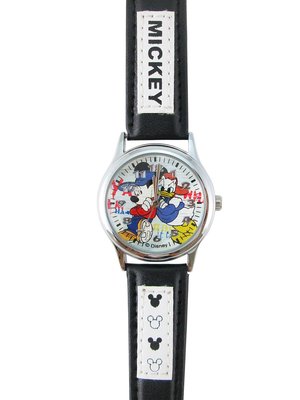 【卡漫迷】 出清特價 米奇 唐老鴨 皮革 手錶 黑 ㊣版 迪士尼 兒童錶卡通錶 Donald 米老鼠 女錶 Mickey