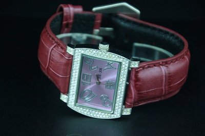 庫存出清台灣本地品牌joe水晶鑽石英錶24mm紫色鱷魚皮压紋錶帶