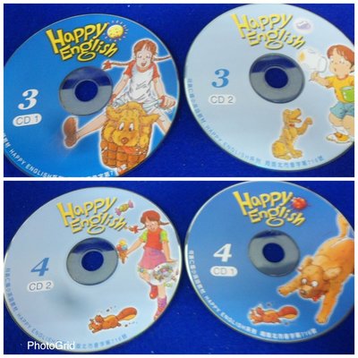 【彩虹小館】共8片CD~HAPPY ENGLISH 3+4+7(CD1+CD2)~+5-8冊(題庫光碟+聽力題庫CD)～何嘉仁國小英語教材W33