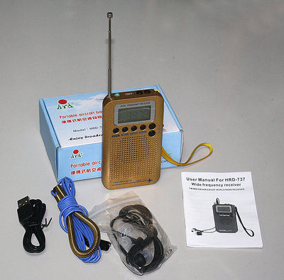 ~免運費---Han Rong Da HRD737盒裝新機 AM FM SW CB AIR VHF USB充電式收音機~