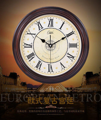 [33cm]康巴絲復古掛鐘家用歐式客廳石英鐘靜音電子鐘古典懷舊時鐘石英表