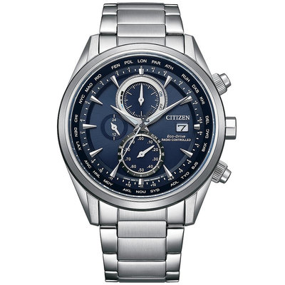 「官方授權」CITIZEN 星辰 空中之鷹時尚光動能全球電波時計腕錶-藍 AT8260-85L