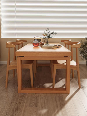 純實木餐桌大板桌家用小戶型原木日式吃飯桌子島台書桌桌椅組合--思晴