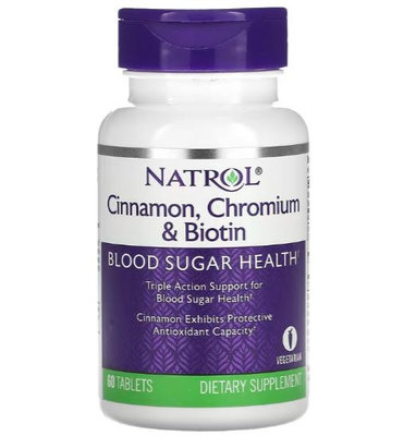 肉桂、鉻和生物素維生素，60粒 Natrol 美商 Cinnamon, Chromium &amp; Biotin